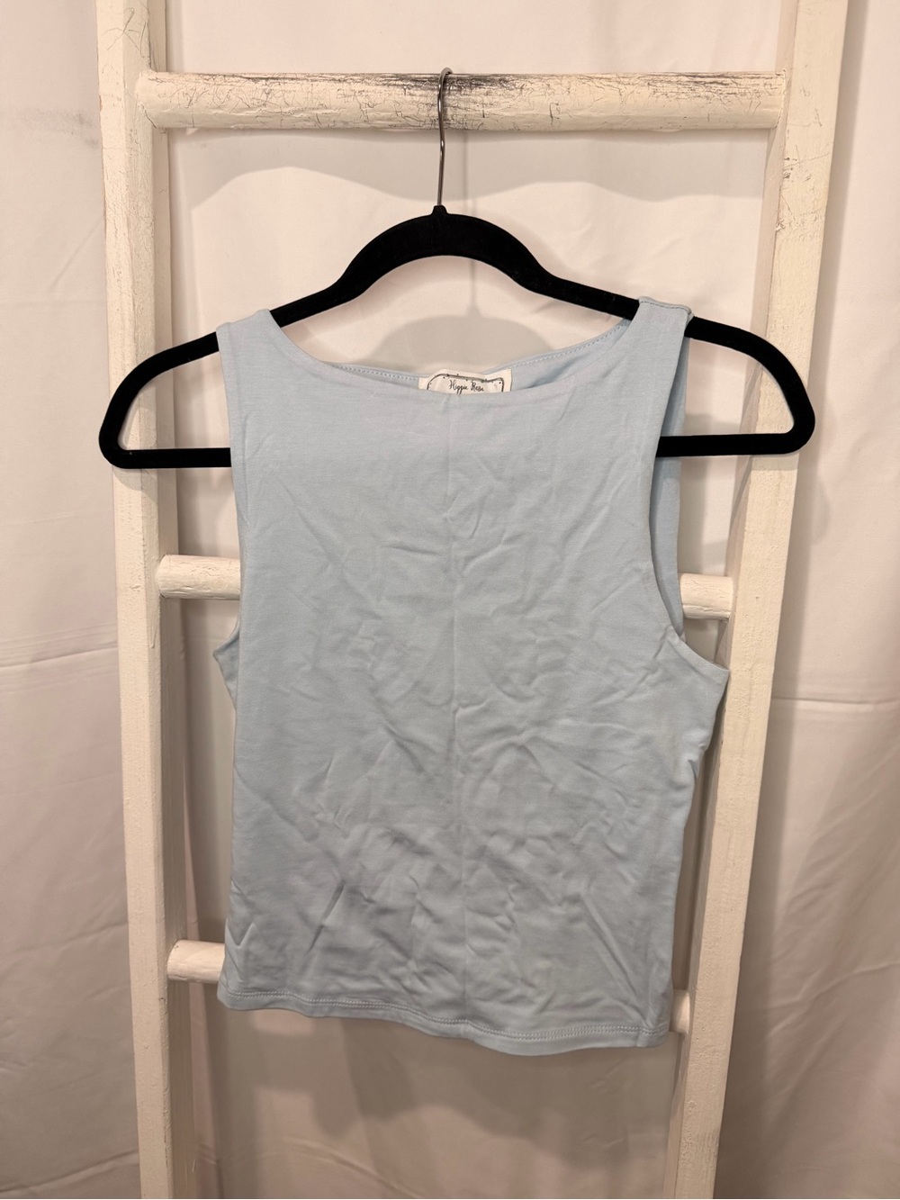 Hippie Rose Pale Blue Ribbed Tank Top